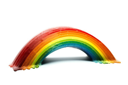 Rainbow isolated on white background. Rainbow made of plasticine.の素材