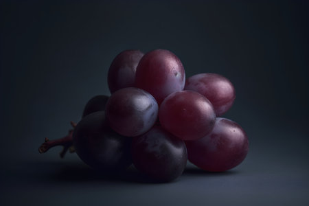 Bunch of red grapes on a dark background. Selective focus.の素材
