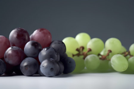 Grapes on a gray background with space for text or imageの素材