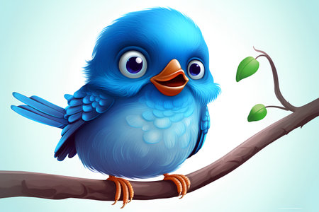 Blue bird on a branch. Vector illustration of a blue bird.の素材