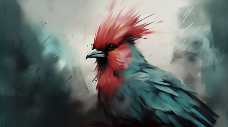 Illustration of a rosella parrot on a textured backgroundの素材
