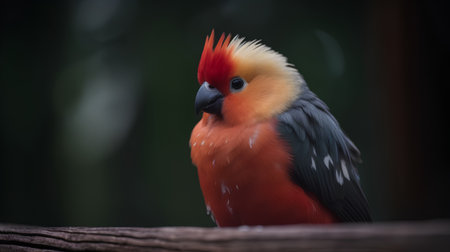 Beautiful red and yellow parrot on a tree branch in the zooの素材
