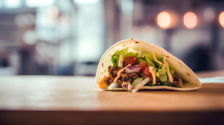 Taco in a restaurant - Vintage effect style pictures. Shallow depth of fieldの素材