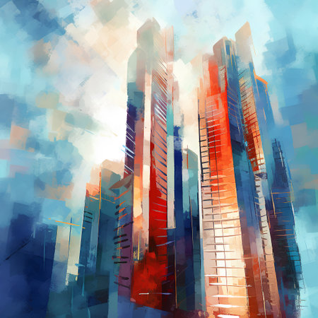 Abstract city background with skyscrapers and buildings. Vector illustration.の素材