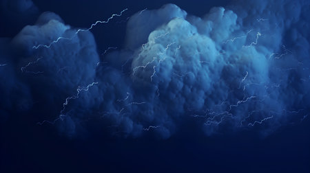 Lightning strike in the dark blue sky. Abstract background. Vector illustration.の素材