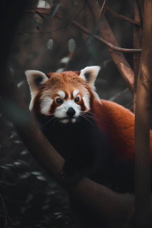 Red panda (Ailurus fulgens) in the forestの素材