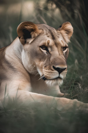 Lioness in the Moremi Game Reserve (Okavango River Delta), National Park, Botswanaの素材