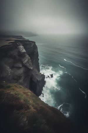Beautiful seascape with cliffs and ocean. Toned.の素材