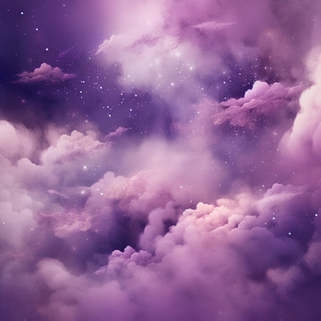 Purple cosmic background with stars and nebula. 3D renderingの素材