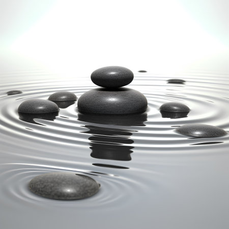 zen stones in water with ripples and ripples - 3d illustrationの素材