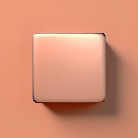 3d rendering of a metal square plate on a orange background.の素材