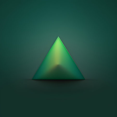 Realistic 3D Detailed Green Glossy Triangle Icon, Vector Illustrationの素材