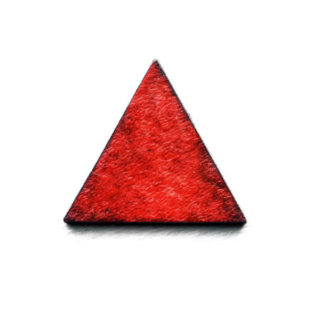 Illustration of a red triangle isolated on a white background - 3D renderの素材