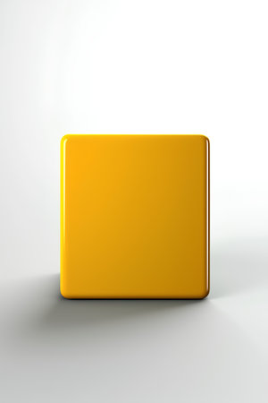 3d yellow square cube on white background, 3d render illustrationの素材
