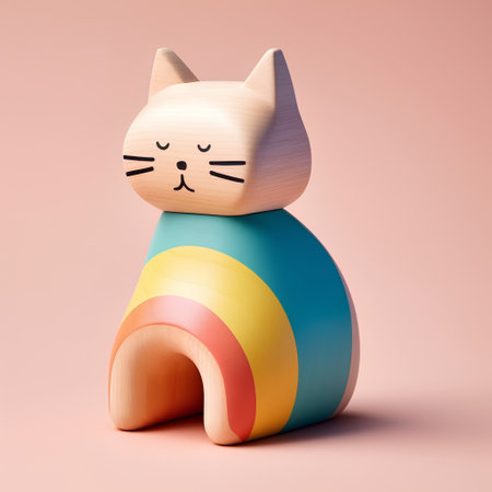 Cute cartoon cat. 3D render. Isolated on pink background.の素材