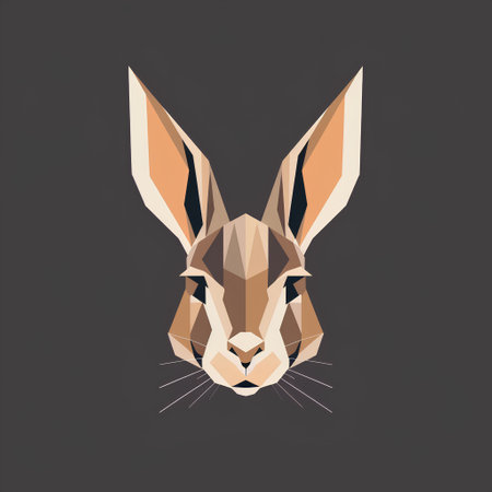Rabbit head low poly style vector illustration isolated on dark background.の素材