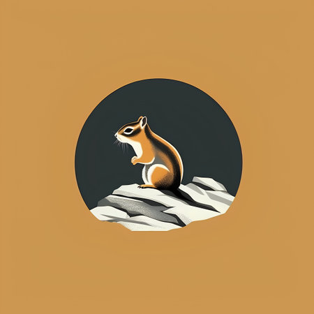 Chipmunk on a rock. Vector illustration of chipmunk.の素材
