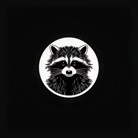 Raccoon head. Wild animal. Vector illustration on black background.の素材