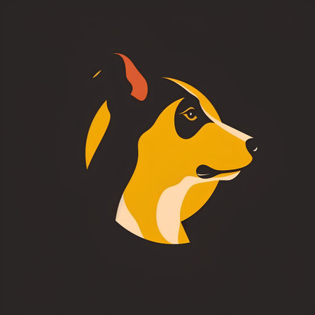 Dog head logo design template. Abstract vector illustration for pet shop.の素材