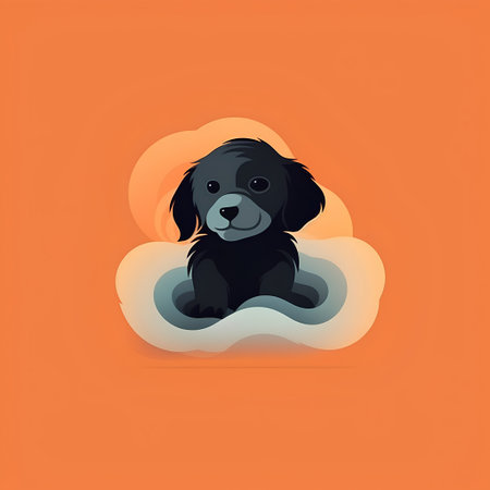 Cute dog sleeping in the cloud. Vector illustration for your designの素材