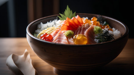 Sashimi Sashimi japanese food on wooden backgroundの素材