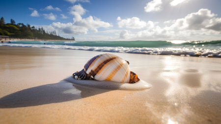 Seashell on the beach. Beautiful summer seascape.の素材