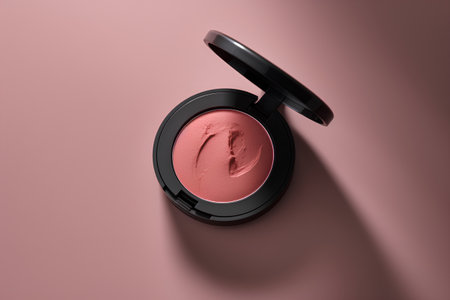 Makeup powder in black box on pink background. 3d renderingの素材