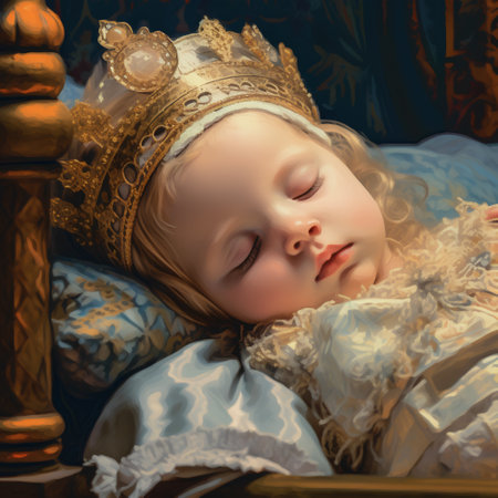 Cute little girl sleeping in a chair. Fairy tale theme.の素材