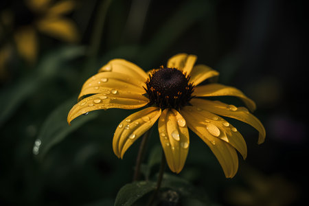 Black eyed susan (Rudbeckia fulgida) with raindropsの素材