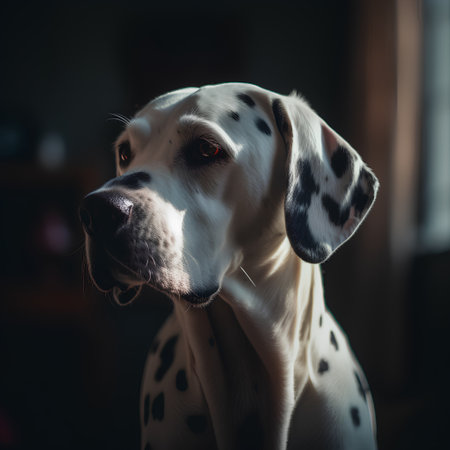 Dalmatian dog portrait, selective focus, toned imageの素材