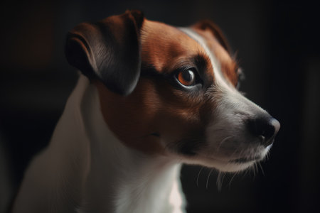 Portrait of a dog Jack Russell Terrier on a dark backgroundの素材