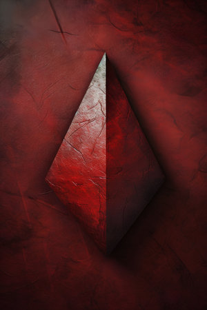 Grunge background with diamond shape on red leather. 3d illustrationの素材