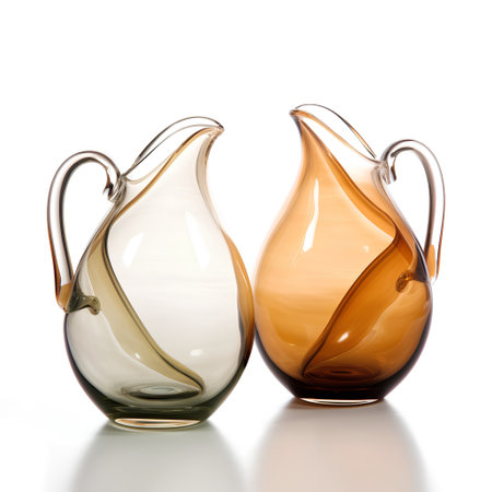 Pitcher and decanter isolated on white background with reflection.の素材