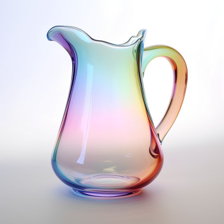 Transparent glass jug with reflection on white background. 3d renderingの素材