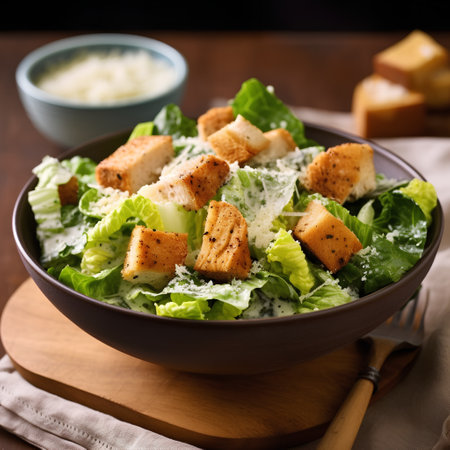 Fresh caesar salad with parmesan cheese and croutonsの素材