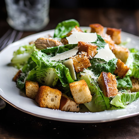 Caesar salad with parmesan cheese and croutons, squareの素材