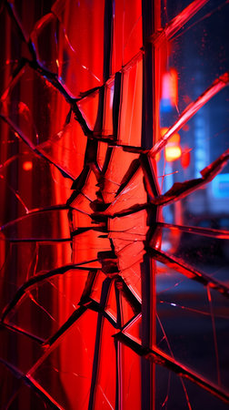 broken glass on the background of the city at night. close-upの素材