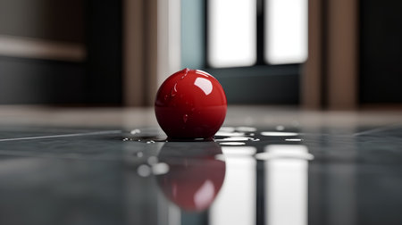 Red easter egg on the floor, 3d render illustration.の素材