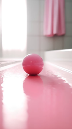 Pink ball on the floor in a spa. 3D rendering.の素材