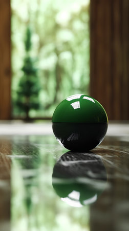 green ball on the floor in the living room. 3d renderingの素材