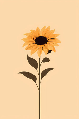 Sunflower. Vector illustration in flat style. Isolated on white background.の素材