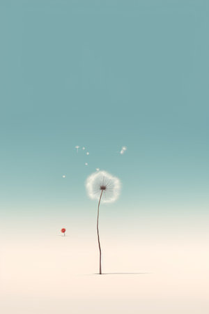 Dandelion on blue background. Vector illustration for your design.の素材