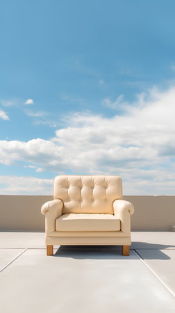 sofa on the terrace of the house. 3d renderingの素材