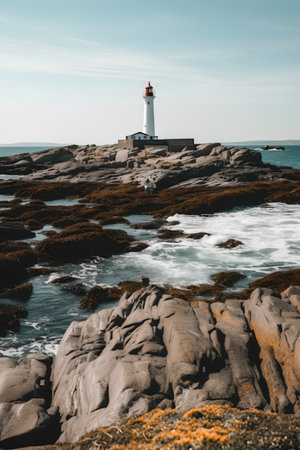 Beautiful view of the lighthouse at the coast of Brittany, Franceの素材