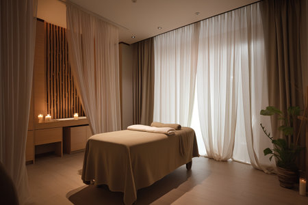 Interior of a hotel room with a bed. 3D renderingの素材