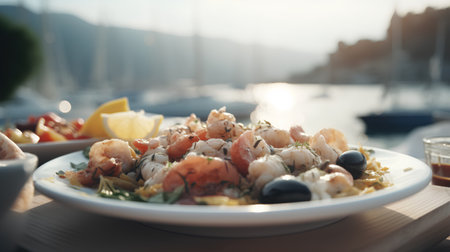 Seafood salad with shrimps, prawns and musselsの素材