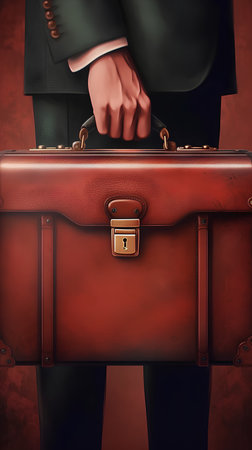 Businessman with briefcase on grunge background, 3D renderingの素材