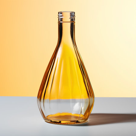 bottle of brandy on a yellow background. 3d renderingの素材