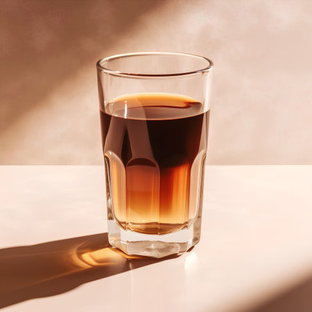 Coffee in a glass on a light background. Toned.の素材