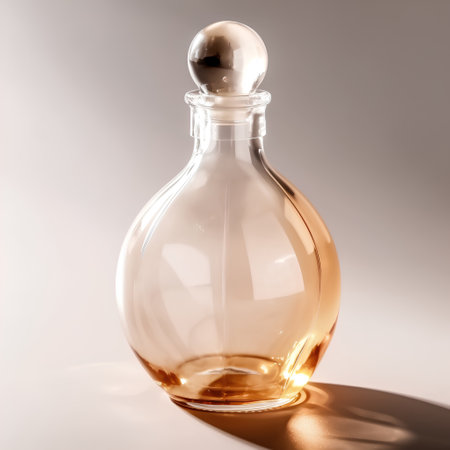 A bottle of perfume on a light background. 3d rendering.の素材